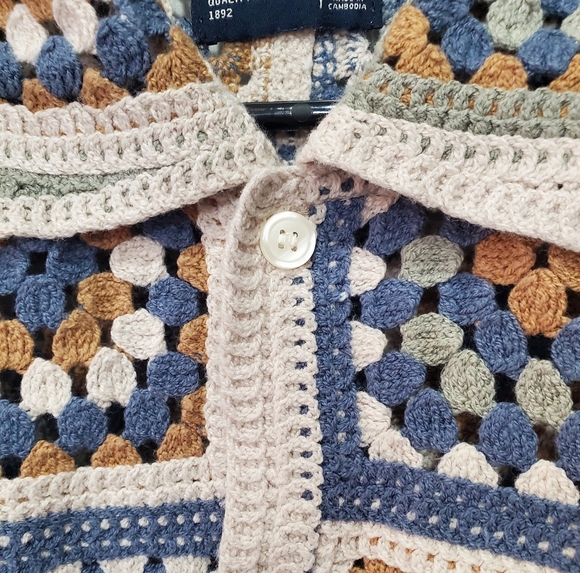 Abercrombie & Fitch Men's Crochet-Style Button-Through Sweater Polo Size Large - Picture 6 of 16